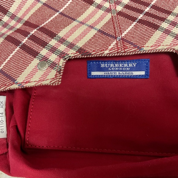 Authentic BURBERRY Nova Check Blue Label Shoulder Bag Canvas Red Silver - Picture 7 of 16